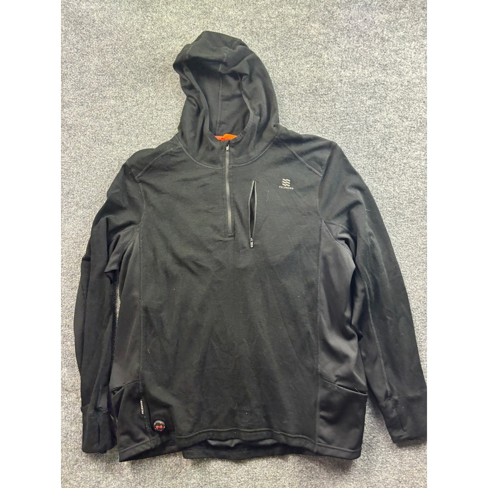 Fieldsheer Merino Heated Baselayer Shirt Mens XL Black 1/4 Zip Hoodie MWB22M05